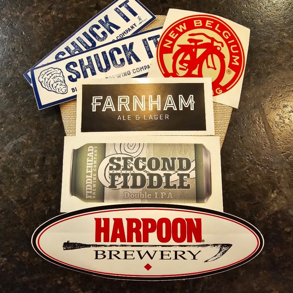 Six craft brewery stickers (New York, Massachusetts, Vermont & Colorado)